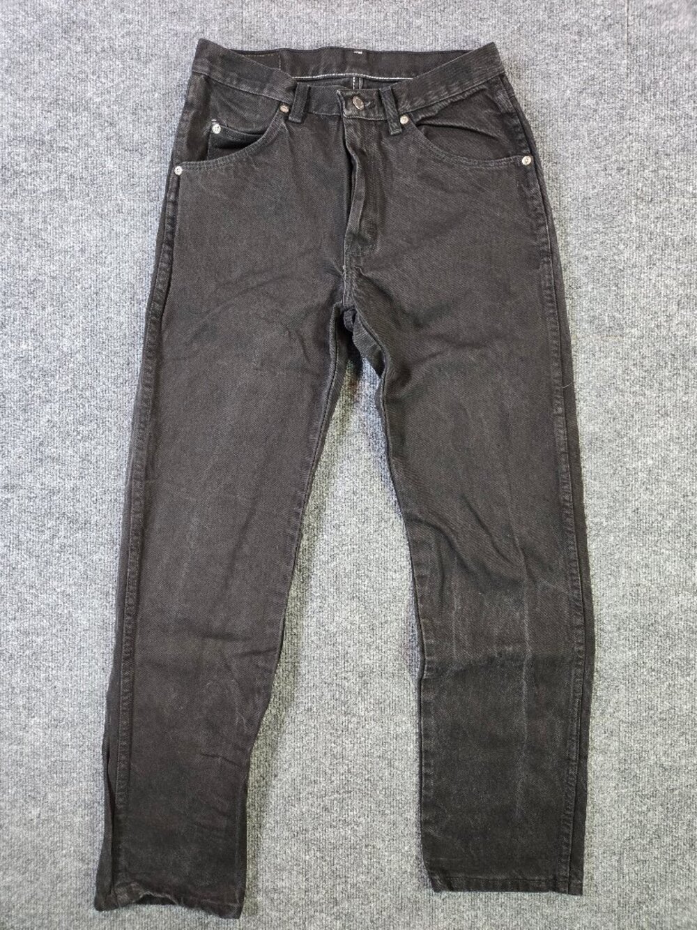 Wrangler Authentic Jeans Mens 30x30 Black Denim Med/Dark Wash Straight Leg Zip